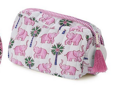 Two's Company Elephant Print Quilted Pouches