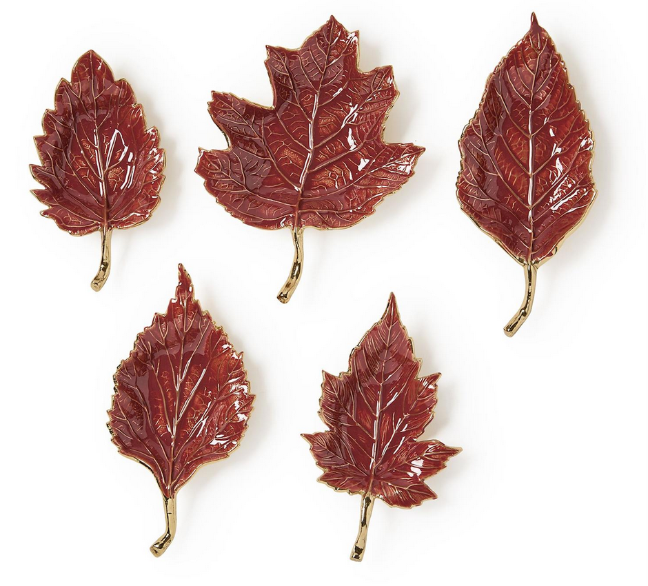 Two's Company Enameled Leaf Tray