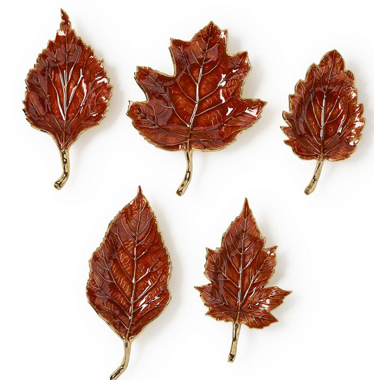 Two's Company Enameled Leaf Tray