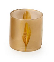 Two's Company Feather Hurricane Candleholder