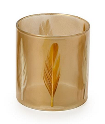 Two's Company Feather Hurricane Candleholder