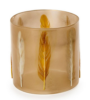Two's Company Feather Hurricane Candleholder