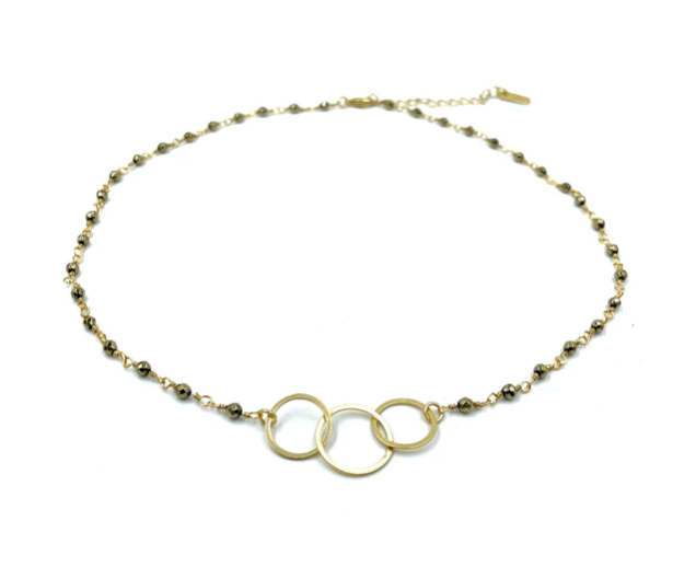 Erin Gray 3 Hoops on Pyrite Necklace