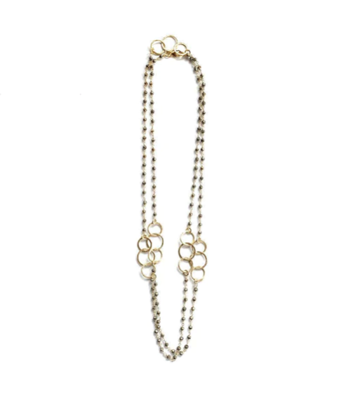 Erin Gray 3 Hoops on Pyrite Necklace
