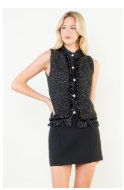 THML Fringed Sequin Knit Vest