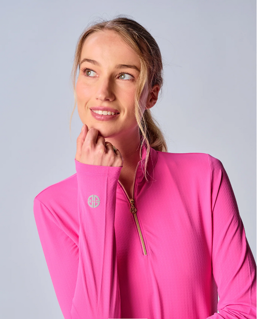G Lifestyle LS Zip Mock Neck Top