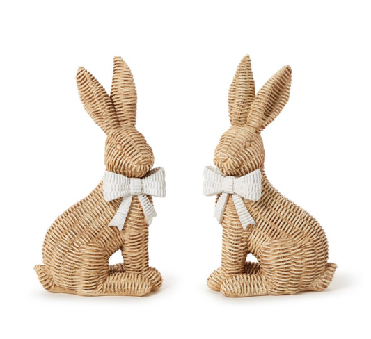 Two's Company Set of Wicker Weave Easter Bunnies w/ Bow
