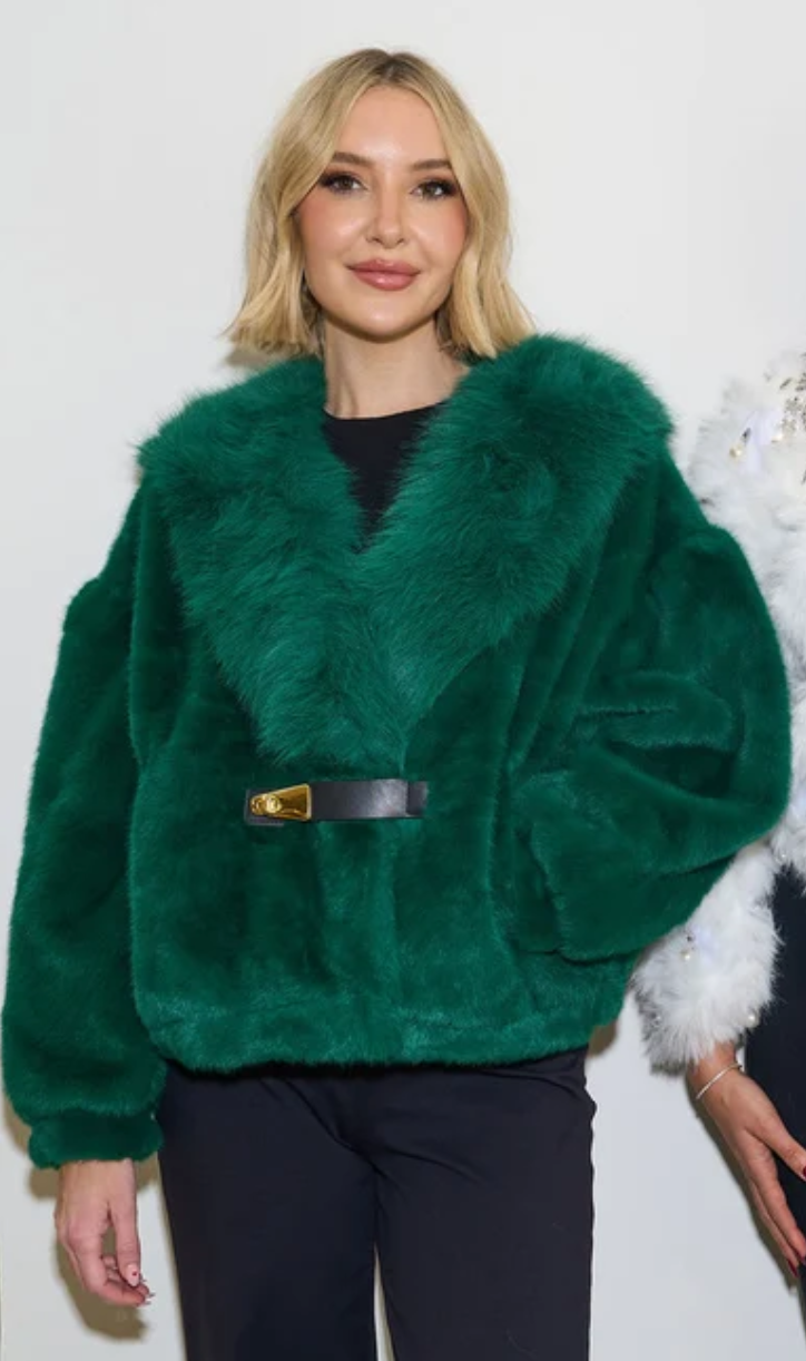 Kelli Kouri Faux Fur Jacket w Buckle