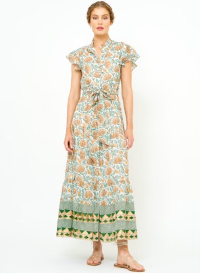 Oliphant Ruffle Collar Button Maxi