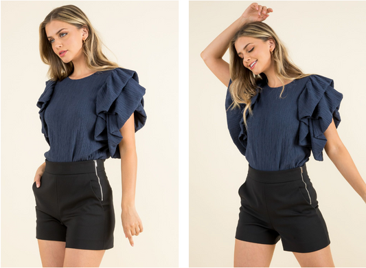 THML Ruffle Puff Sleeve Top