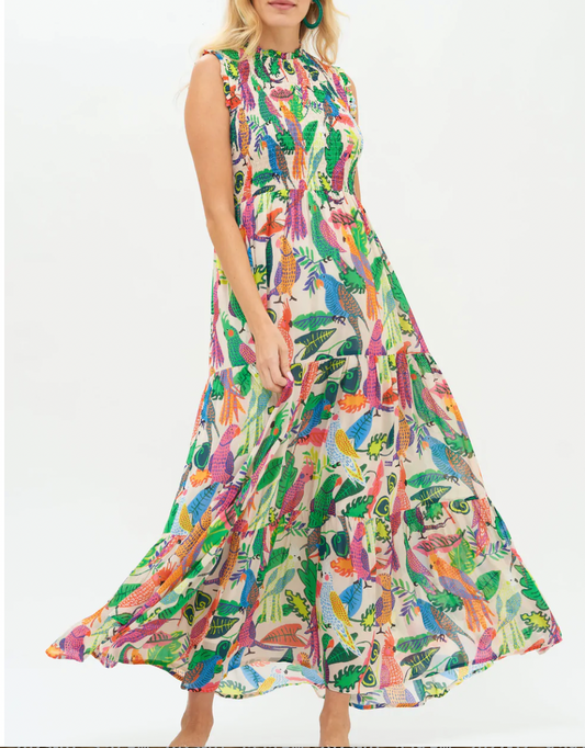 Oliphant Sleeveless Smocked Maxi
