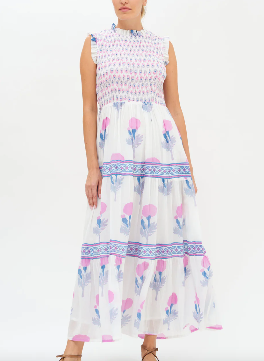 Oliphant Sleeveless Smocked Maxi