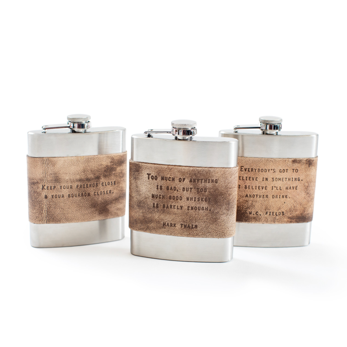 Sugarboo & Co. Leather Quote Flask